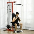thumbnail image 2 of Soozier Lat Pull Down Machine Cable Station with Flip-Up Footplate, Red, 2 of 10