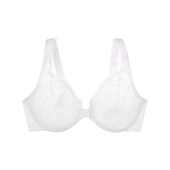 Women's Glamorise 9245 Elegance Stretch Lace Front Close Wonderwire Bra (White 36F)