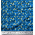 thumbnail image 1 of Soimoi Blue Poly Georgette Fabric Leaves & Clover Floral Decor Fabric Printed Yard 52 Inch Wide, 1 of 5