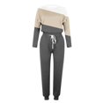 thumbnail image 4 of Kcodviy Femmes Manches Longues Couleur Coupe Ajustée Ensembles pour Femmes Bloc Patchwork Col Ras du Cou T Plus Combinaisons pour Femmes Chemise Haut Blouse et Tailleurs Pantalons Grande Taille pour Femmes Pantalons Longs Leggings Tenue Décontractée Ensemble, 4 of 5