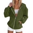 thumbnail image 3 of Mgmyaa Women's Sweatshirt Fashion Solid Color Hooded Pocket Raglan-Sleeve Long Sleeve Zip Up Jacket, 3 of 6