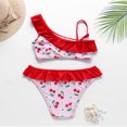 thumbnail image 4 of IROINID Maillot de Bain Fille 3-9 Ans Dégradé de Feuilles Rouge 9Y, 4 of 8