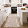 thumbnail image 3 of GlowSol 2'x6' Scalloped Bow Border Area Rug, Modern Solid Washable Rug with Non Slip TPR Backing, Stain Resistant Low Pile Indoor Carpet Mat for Bedroom Hallway Nursery Decor, Camel, 3 of 8