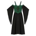 thumbnail image 4 of Yartina Girls Medieval Renaissance Princess Dresses Cold Shoulder Long Sleeve Gothic Victorian Dress Green 6, 4 of 5