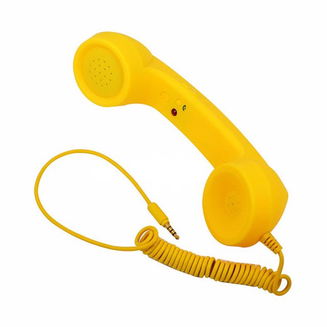 3.5mm Universal Phone Telephone Radiation-proof Receivers Cellphone Handset Classic Headphone MIC Microphone Color:Yellow