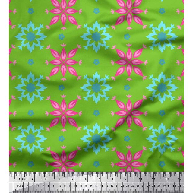 Soimoi Poly Georgette Fabric Artistic Floral Print Sewing Fabric Yard 52 Inch Wide