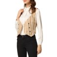 thumbnail image 4 of INSPIRE CHIC Women's Plaid Double Breasted Versatile Racerback Suit Vests Khaki L, 4 of 6