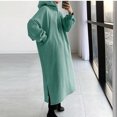 thumbnail image 4 of Pompotops Mode Femmes Automne Col Rond Uni Ample à Capuche Confortable Robe à Manches Longues, 4 of 6