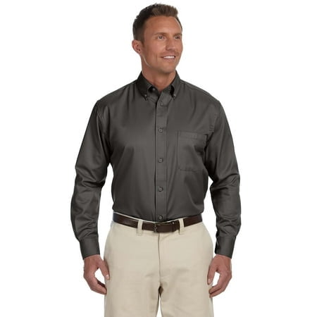 Harriton Chemise à Manches Longues en Sergé pour Hommes Easy blendTM avec Élimination des Taches