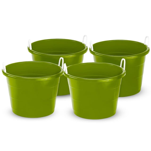 Homz Seau de Rangement Intérieur Extérieur de 17 Gallons avec Poignées, Lime Audacieuse (Lot de 4)