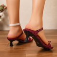 thumbnail image 3 of Jovati Pantoufles Décontractées Printemps Été à Talons Hauts pour Femmes, Bout Pointu, Bout Ouvert, Bride Arrière Extensible, Talon de 9,5 cm, Mélange Coton-Polyester, 3 of 8