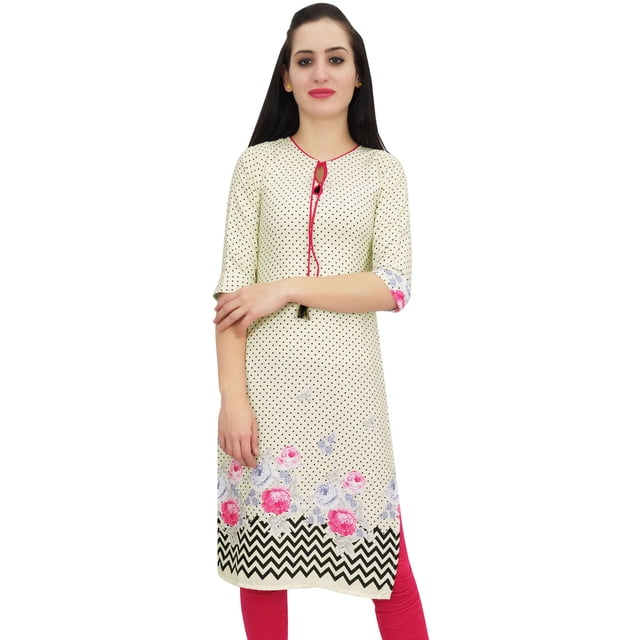 Bimba Kurti en Georgette Mousse Crème pour Femmes, Tenue d'Été, Tunique Imprimée Kurta-20