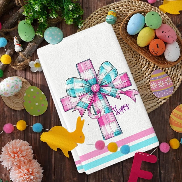 Ovzne Easter Polyester Cotton Platter Towel Kitchen Rag Easter Towel On Clearance