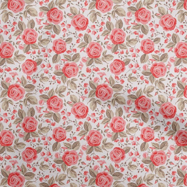 oneOone Polyester Spandex Red Fabric Florals Fabric For Sewing Printed Craft Fabric By The Yard 56 Inch Wide