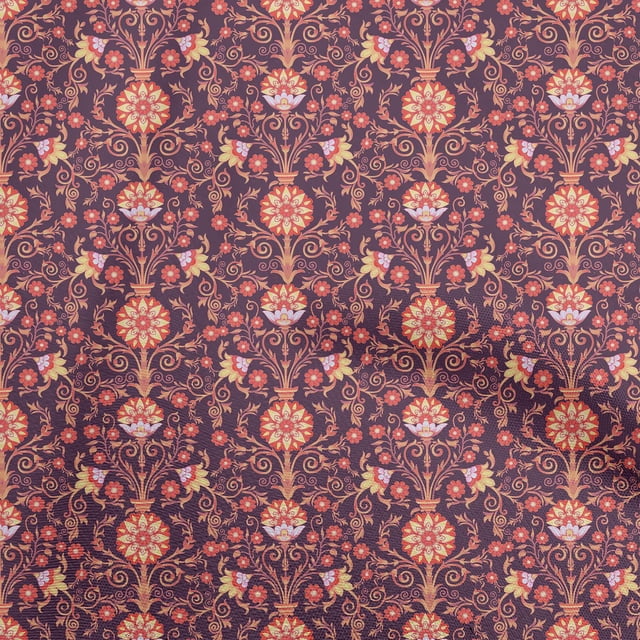 oneOone Viscose Chiffon Purple Fabric Florals Fabric For Sewing Printed Craft Fabric By The Yard 42 Inch Wide