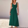 thumbnail image 4 of AherBiu Robes d'Été pour Femmes 2024 Tendance Robe Maxi Sans Manches Col en V Fluide Taille Élastique Vacances Longues Robes, 4 of 7
