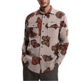 thumbnail image 1 of Men‘s Large Size Button Printing Lapel Coat Jacket Top Blouse Shirt, 1 of 6