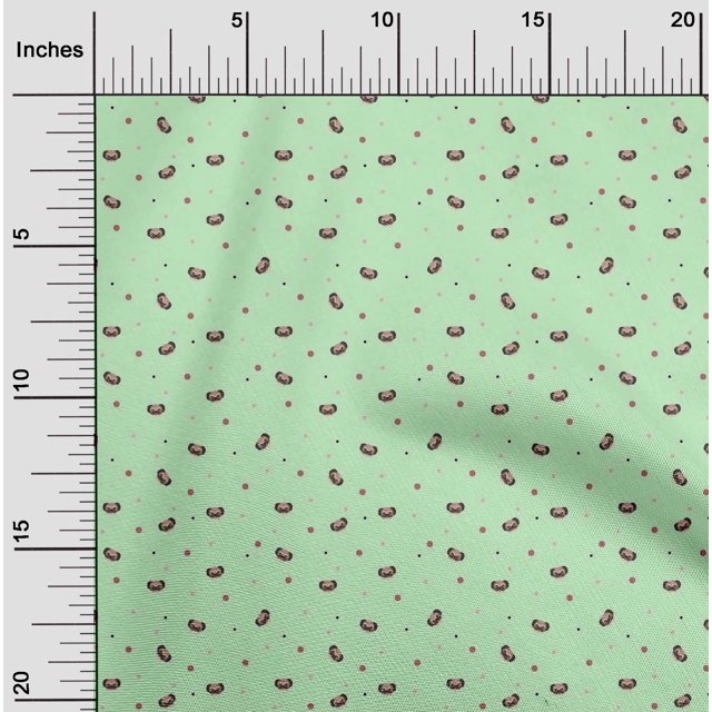 oneOone Georgette Viscose Fabric Dot & Face Dog Printed Fabric 1 Yard 42 Inch Wide