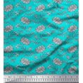 thumbnail image 1 of Soimoi Poly Georgette Fabric Leaves & Floral Block Print Fabric by The Yard 52 Inch Wide, 1 of 3