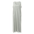 thumbnail image 4 of JIRNDf Robes Maxi d'Été pour Femmes Tendance Couleur Unie Col Rond Poches Longues Robes d'Été Quotidiennes pour Femmes Robe Boho Gris TTTTG, 4 of 7