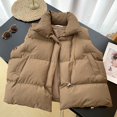 thumbnail image 4 of Kcodviy 2025 Autumn Winter Ladies Women Hooded Winter Coat Oversized Solid Puff Padded Cropped Back Jacket Vest, 4 of 4