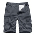 thumbnail image 2 of Mens Shorts Men Casual Solid Zipper Button Pockets Elastic Waist Cropped Cargo Shorts, 2 of 9