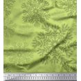 thumbnail image 1 of Soimoi Green Poly Georgette Fabric Snow Flakes Floral Fabric Prints By Yard 42 Inch Wide, 1 of 5