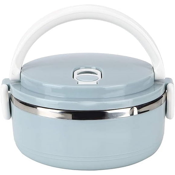 Zhuge Thermal Lunch Box, Small Hot Food Container Portable Insulated Stainless Steel Thermos Bento with Safety Buckles for Kid Adult, Blue, 0.39in