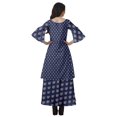 thumbnail image 2 of Moomaya Printed High Low Crop Top Kurti Palazzo Set Ethnic Indian Clothing Set For Womens, 2 of 8
