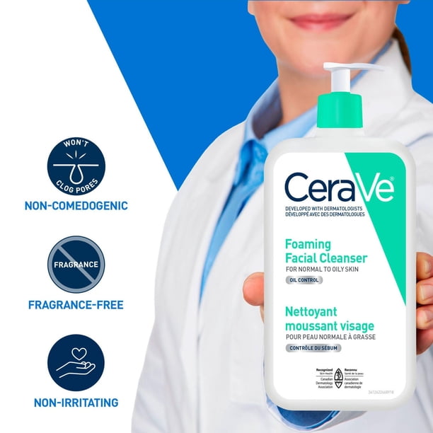 CeraVe Foaming Facial Cleanser, Gel Face Wash with Ceramides and
