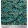 thumbnail image 1 of Soimoi Blue Poly Georgette Fabric Peacock & Fish Animal Skin Printed Fabric 1 Yard 52 Inch Wide, 1 of 3