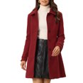 thumbnail image 1 of INSPIRE CHIC Manteau Long d'Hiver pour Femme à Col Peter Pan, à Simple Boutonnage, Rouge Uni G, 1 of 5