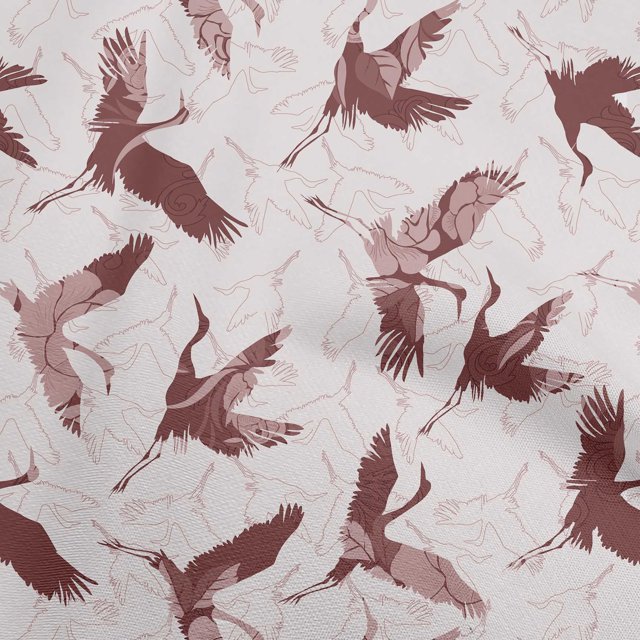 oneOone Viscose Chiffon Brown Fabric Asian Japanese Bird Sewing Craft Projects Fabric Prints By Yard 42 Inch Wide