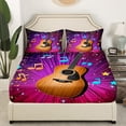 thumbnail image 3 of Guitar Sheets Glitter Music Notes King Bed Sheets Set,Musical Instrument Sheet Set for Kids Boys Girls Teens Room Decor Purple Gradient, 3 of 6