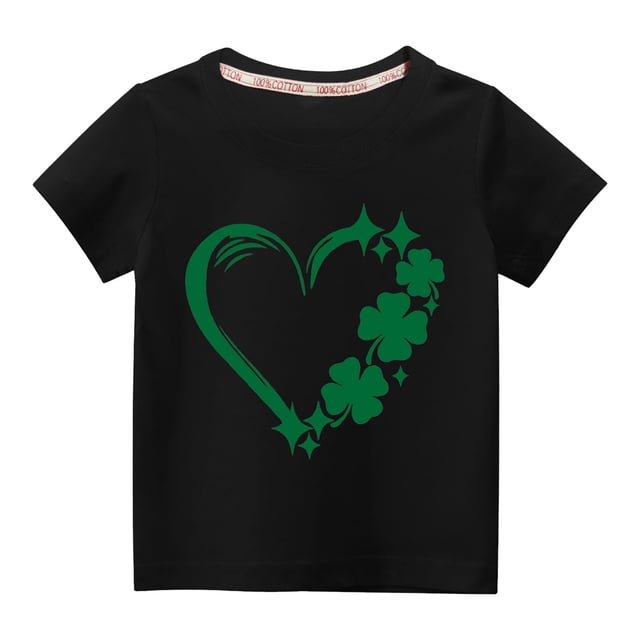 TopLLC St. Patricks Day Chemises pour Femmes Hauts de Sarrau St Patricks Day Tout-Petits Enfants Garçons Filles Mode Mignon Col Rond Imprimé Manches Courtes Haut