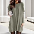 thumbnail image 2 of TJAZFJPA Robe de Maternité Blanche Femme Manches Longues Col Rond Longueur Genou Robe Slim Aguichant Décontractée Robe de Vacances Formelle Grande Taille pour Femmes Robes Blanches pour Femmes, 2 of 4