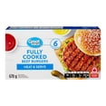 thumbnail image 1 of Burgers de bœuf entièrement cuits Great Value 6 hamburgers, 678 g, 1 of 4