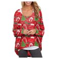 thumbnail image 1 of Long Cardigan de Noël Col Rond Chandails en Molleton pour Femmes Imprimé Élan Mignon Manches Longues Chemises d'Automne Cols Décontractés Chandail Tops en Solde, 1 of 5