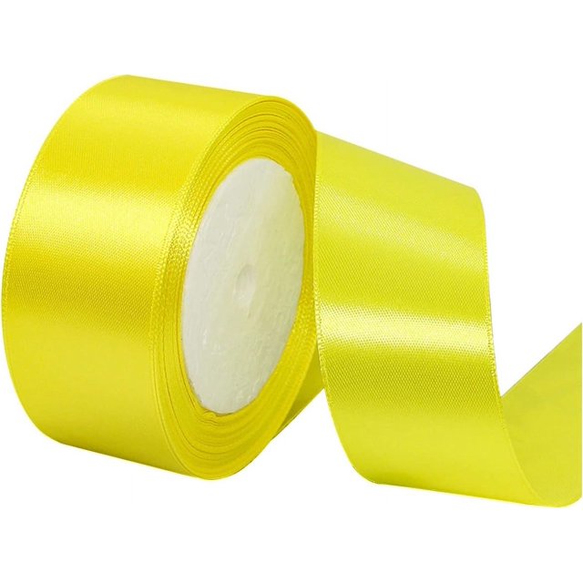 ORUYROP 1-1/2 Inch Wide Double Face Satin Ribbon-25 Yards,Gift Bag Decoration Wedding Chair Back Handmade Bow (Bright yellow)