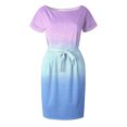 thumbnail image 3 of Robes d'Été Grande Taille pour Femmes, Dégradé, Taille Resserrée, Col Rond, Manches Courtes, Robe, Robes de Mariage pour Femmes 2023 en Liquidation, 3 of 4