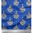 thumbnail image 1 of Soimoi Poly Georgette Fabric Leaves & Floral Block Print Sewing Fabric Yard 52 Inch Wide, 1 of 4