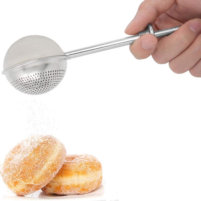 Flour Duster for Baking, Spring Handle One-Handed Operation, 18/8 Stainless Steel Powdered Sugar Shaker Duster, Pick Up and Dust Flour Sifter,1/2 Packs