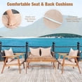 thumbnail image 4 of Patiojoy 4PCS Patio Rattan Furniture Set Wood Frame Cushioned Sofa with Coffee Table Sectional Conversation Sofa Set for Garden Brown, 4 of 8