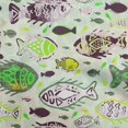 thumbnail image 1 of oneOone Silk Tabby Lime Fabric Asian Block Fish Craft Projects Decor Fabric Printed By The Yard 42 Inch Wide, 1 of 4