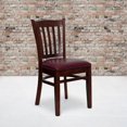 thumbnail image 4 of HERCULES Series Vertical Slat Back Mahogany Wood Restaurant Chair - Burgundy Vinyl Seat, 4 of 6