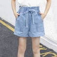 thumbnail image 2 of Birdeem Spring and Summer Cute Solid Girls Pocket Elastic Waist Comfy Shorts Jeans, 2 of 12