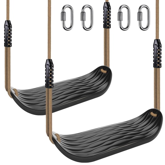 SELEWARE Non-Slip Plastic Swing Seat, Heavy Duty Tree Swing Set with Adjustable Rope & Carabiners for Kids & Adults, Outdoor/Indoor Playground S