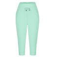 thumbnail image 4 of Joggers Raccourcis Femmes Pantalon Court Jambe Échancrée Grande Taille Polyester Pantalons Raccourcis pour Dames Pantalons Capris Style C-87 Vert TTG, 4 of 7
