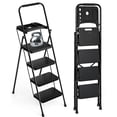 thumbnail image 1 of PhiloDeco 4 Step Ladder, Folding Step Stool with Tool Platform, 450lbs with Auto-Lock, Ultra-Thin Portable, Iron ladders, Rustproof & Multi-Purpose for Home Outdoor Garage, 1 of 9