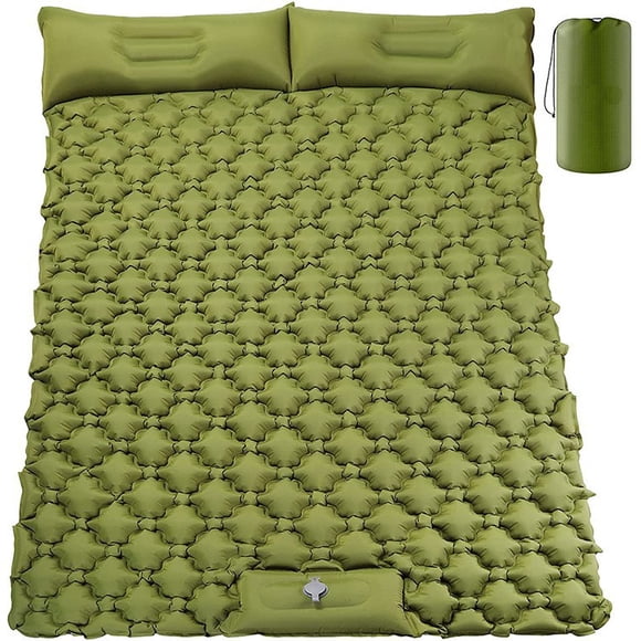 FlyFlise Double Camping Sleeping Pad, Inflatable Camping Pad Foot Press Ultralight 2 Person Camping Mat with Pillow for Camping Hiking Traveling Backpacking Tent And Vanlife